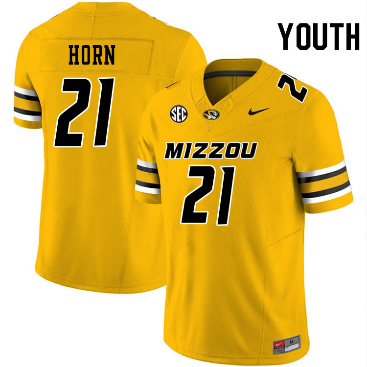 Youth #21 Sam Horn Missouri Tigers College Football Jerseys Stitched-Gold